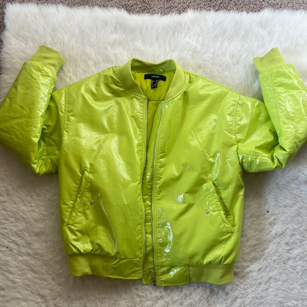Lime green Forever21 puffer coat